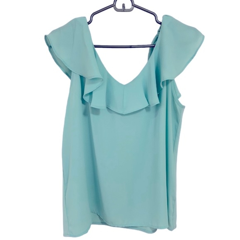 Ann Taylor V Neck Structured Ruffle Tank